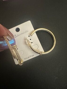 Gold Hoop Earrings with Textured Detail